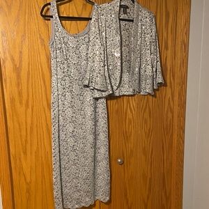 R&M Richards Silver Lace Formal Dress w/Jacket